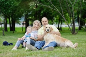 Family with Golden Retriever - In Home Dog Training